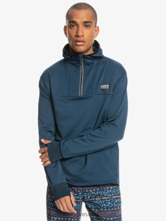 Quiksilver N8LNT1873 hombres insignias azules sudadera con capucha y cremallera de un cuarto de punto empinado
