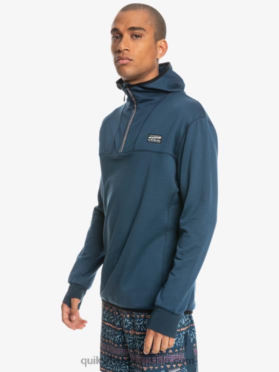 Quiksilver N8LNT1873 hombres insignias azules sudadera con capucha y cremallera de un cuarto de punto empinado