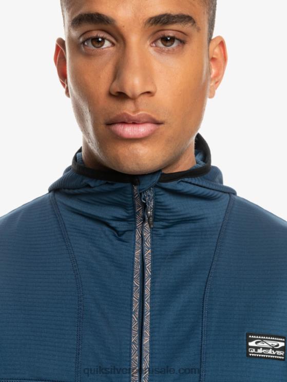 Quiksilver N8LNT1873 hombres insignias azules sudadera con capucha y cremallera de un cuarto de punto empinado