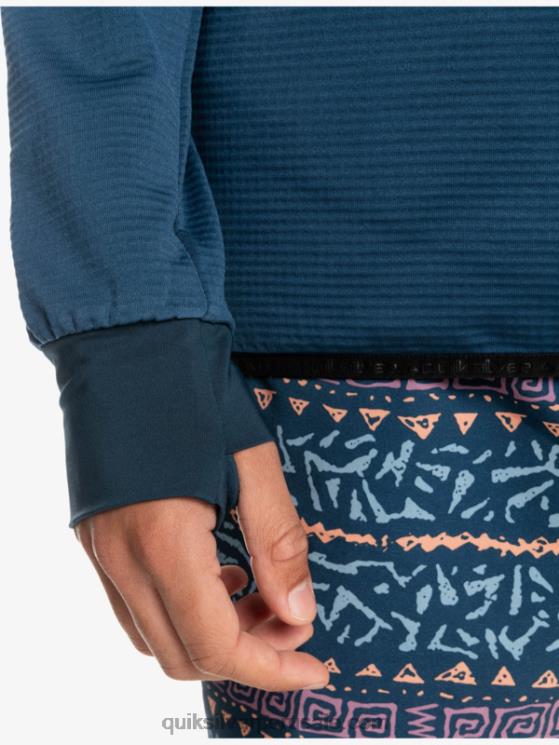 Quiksilver N8LNT1873 hombres insignias azules sudadera con capucha y cremallera de un cuarto de punto empinado