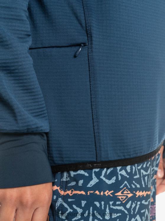 Quiksilver N8LNT1873 hombres insignias azules sudadera con capucha y cremallera de un cuarto de punto empinado