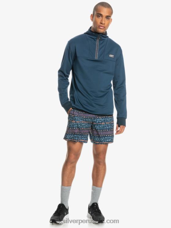Quiksilver N8LNT1873 hombres insignias azules sudadera con capucha y cremallera de un cuarto de punto empinado