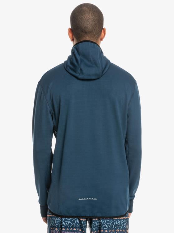 Quiksilver N8LNT1873 hombres insignias azules sudadera con capucha y cremallera de un cuarto de punto empinado