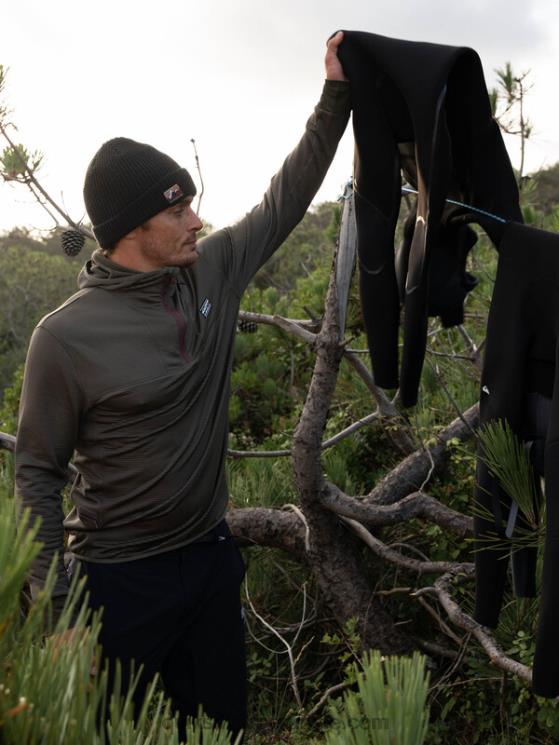 Quiksilver N8LNT1874 hombres hoja de uva sudadera con capucha y cremallera de un cuarto de punto empinado