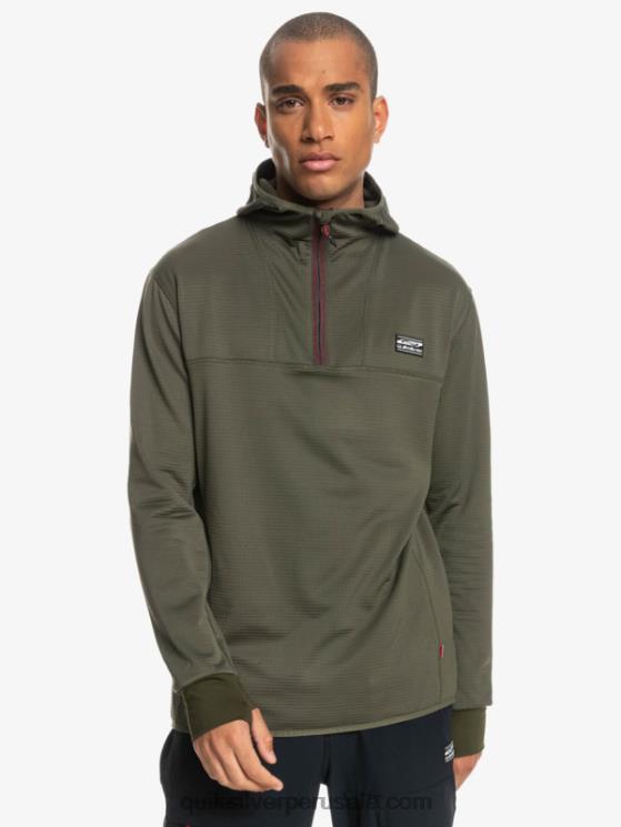 Quiksilver N8LNT1874 hombres hoja de uva sudadera con capucha y cremallera de un cuarto de punto empinado