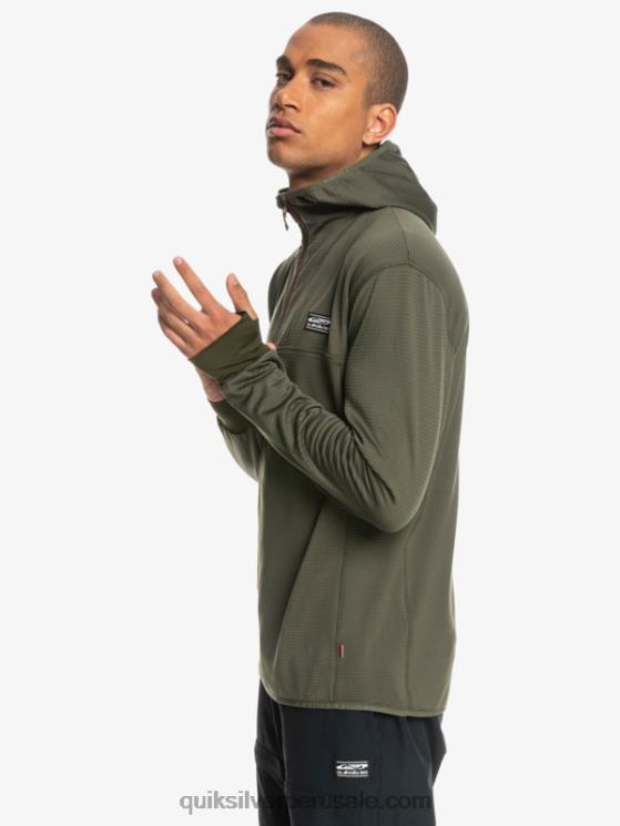 Quiksilver N8LNT1874 hombres hoja de uva sudadera con capucha y cremallera de un cuarto de punto empinado