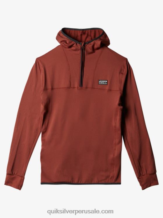 Quiksilver N8LNT1875 hombres caoba sudadera con capucha y cremallera de un cuarto de punto empinado