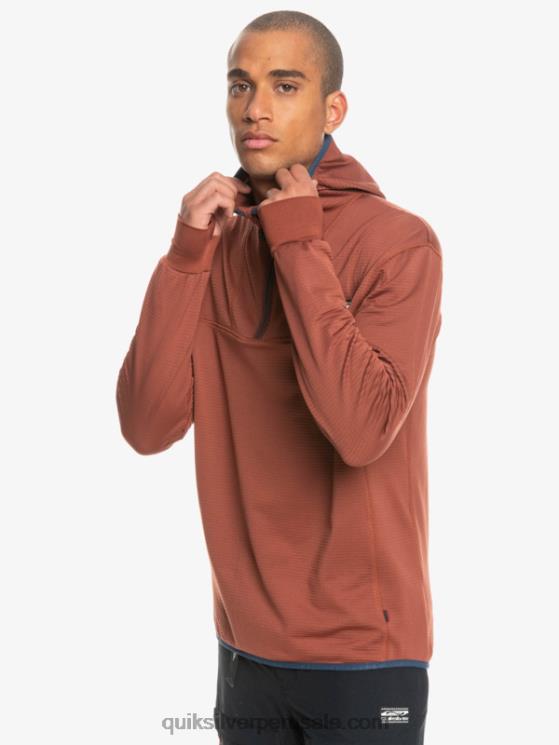 Quiksilver N8LNT1875 hombres caoba sudadera con capucha y cremallera de un cuarto de punto empinado