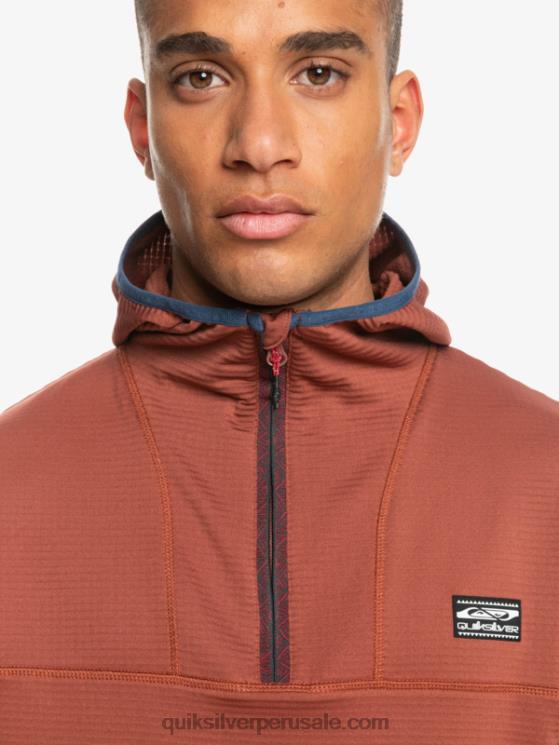 Quiksilver N8LNT1875 hombres caoba sudadera con capucha y cremallera de un cuarto de punto empinado