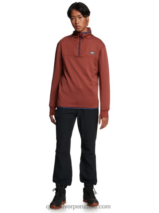 Quiksilver N8LNT1875 hombres caoba sudadera con capucha y cremallera de un cuarto de punto empinado