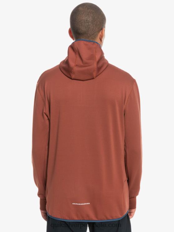 Quiksilver N8LNT1875 hombres caoba sudadera con capucha y cremallera de un cuarto de punto empinado