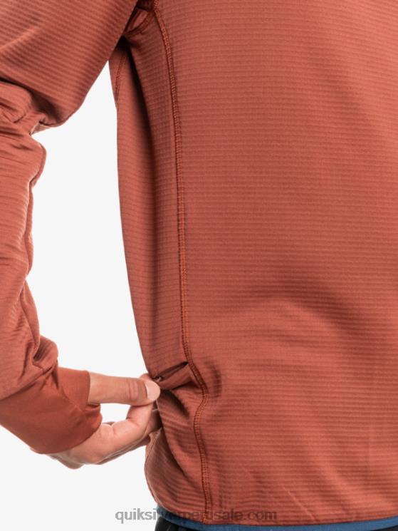 Quiksilver N8LNT1875 hombres caoba sudadera con capucha y cremallera de un cuarto de punto empinado