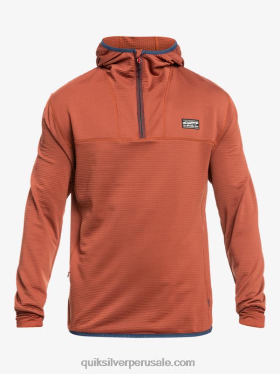 Quiksilver N8LNT1875 hombres caoba sudadera con capucha y cremallera de un cuarto de punto empinado