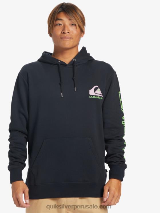 Quiksilver N8LNT641 hombres negro sudadera con capucha y logo omni