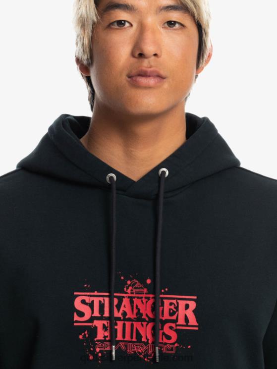 Quiksilver x Stranger N8LNT1806 hombres negro sudadera con logo oficial Things