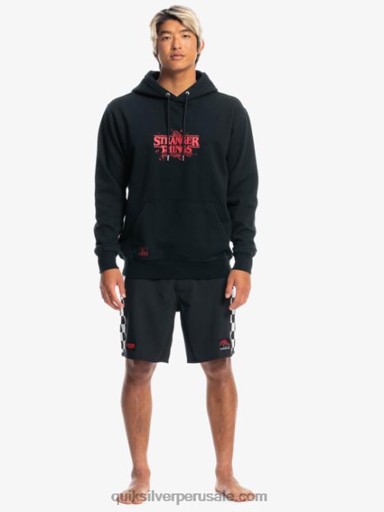 Quiksilver x Stranger N8LNT1806 hombres negro sudadera con logo oficial Things