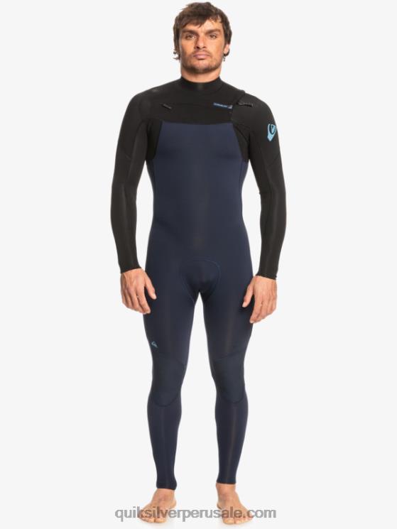Quiksilver N8LNT1278 hombres azul marino oscuro/negro Traje de neopreno con cremallera en el pecho para 3/2 sesiones diarias