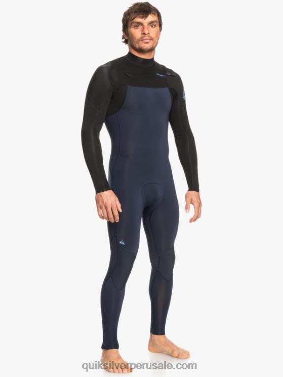 Quiksilver N8LNT1278 hombres azul marino oscuro/negro Traje de neopreno con cremallera en el pecho para 3/2 sesiones diarias