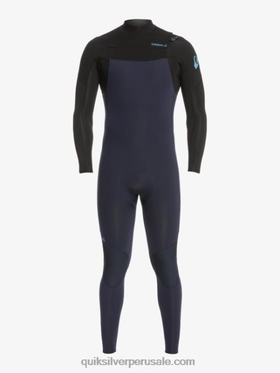 Quiksilver N8LNT1278 hombres azul marino oscuro/negro Traje de neopreno con cremallera en el pecho para 3/2 sesiones diarias