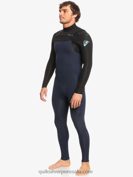 Quiksilver N8LNT1278 hombres azul marino oscuro/negro Traje de neopreno con cremallera en el pecho para 3/2 sesiones diarias