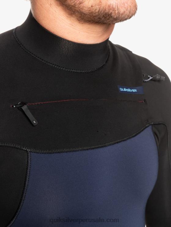 Quiksilver N8LNT1278 hombres azul marino oscuro/negro Traje de neopreno con cremallera en el pecho para 3/2 sesiones diarias