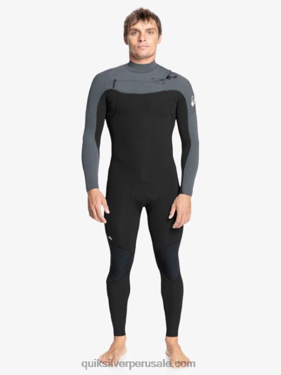 Quiksilver N8LNT1279 hombres negro/bronce Traje de neopreno con cremallera en el pecho para 3/2 sesiones diarias