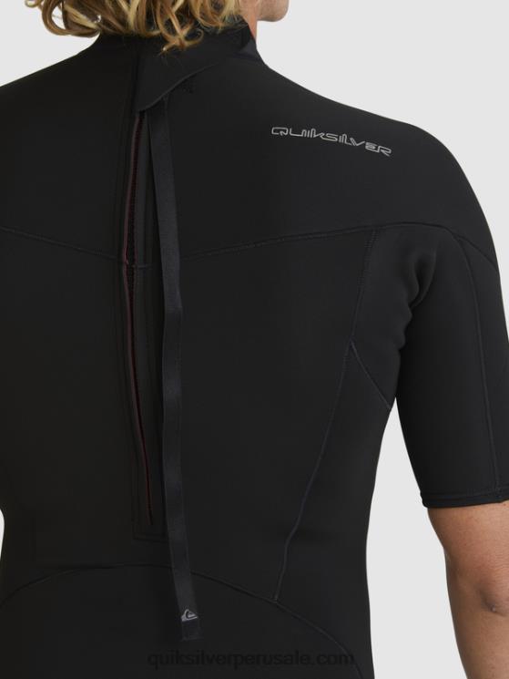 Quiksilver N8LNT1432 hombres negro Traje de primavera de manga corta con cremallera trasera para sesiones diarias de 2/2 mm