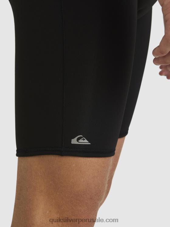 Quiksilver N8LNT1432 hombres negro Traje de primavera de manga corta con cremallera trasera para sesiones diarias de 2/2 mm