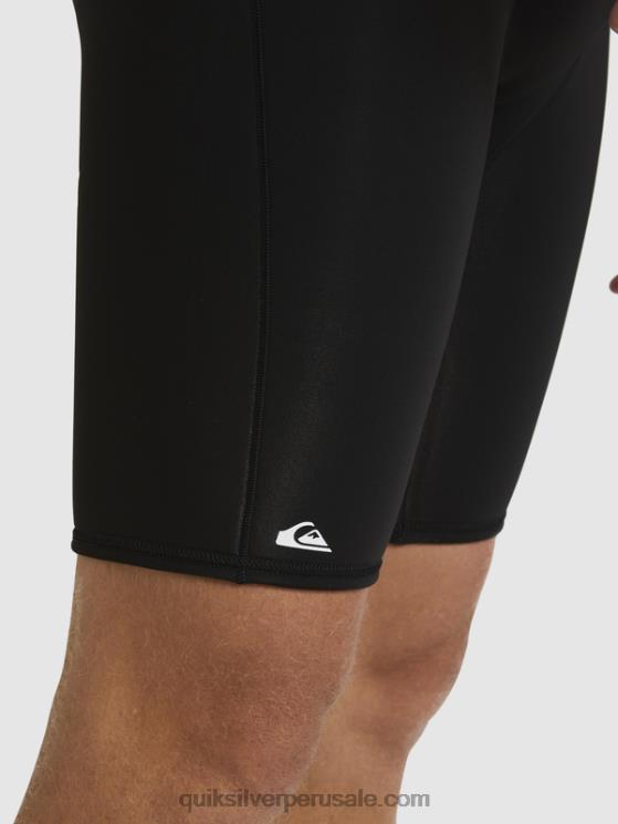 Quiksilver N8LNT1433 hombres negro/bronce Traje de primavera de manga corta con cremallera trasera para sesiones diarias de 2/2 mm