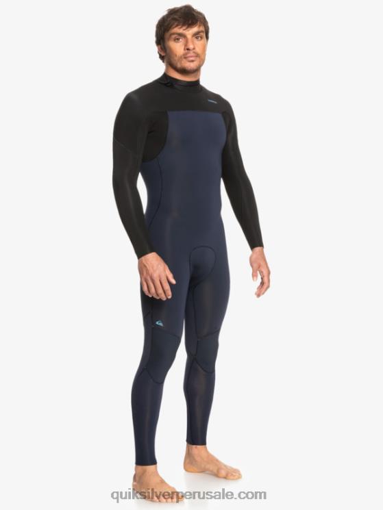 Quiksilver N8LNT927 hombres azul marino oscuro/negro Traje de neopreno con cremallera trasera para 3/2 sesiones diarias