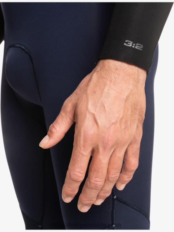 Quiksilver N8LNT927 hombres azul marino oscuro/negro Traje de neopreno con cremallera trasera para 3/2 sesiones diarias