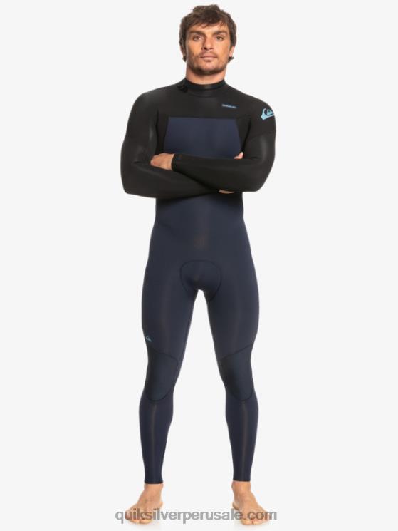 Quiksilver N8LNT927 hombres azul marino oscuro/negro Traje de neopreno con cremallera trasera para 3/2 sesiones diarias