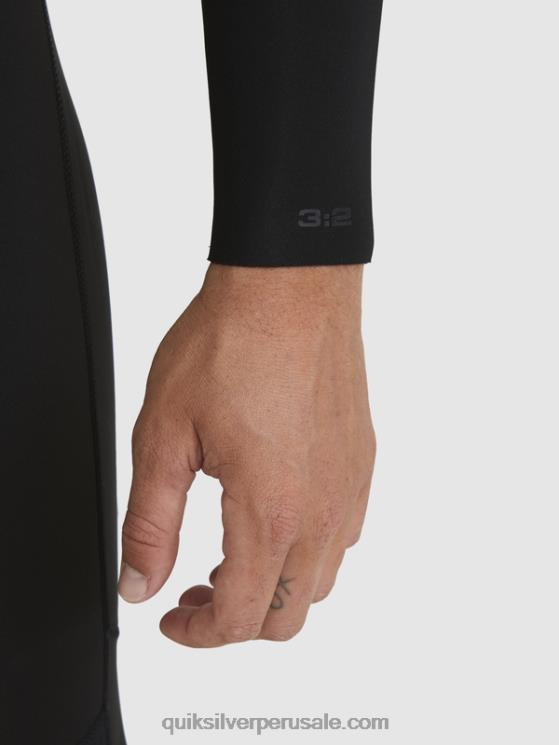 Quiksilver N8LNT928 hombres negro Traje de neopreno con cremallera trasera para 3/2 sesiones diarias