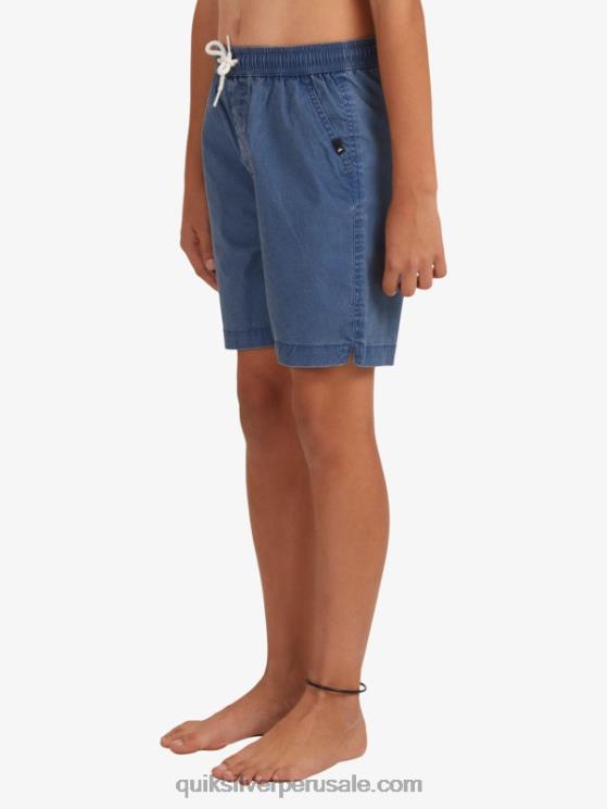 Quiksilver N8LNT2083 Niños insignias azules 8-16 taxer 15 pantalones cortos con cintura elástica