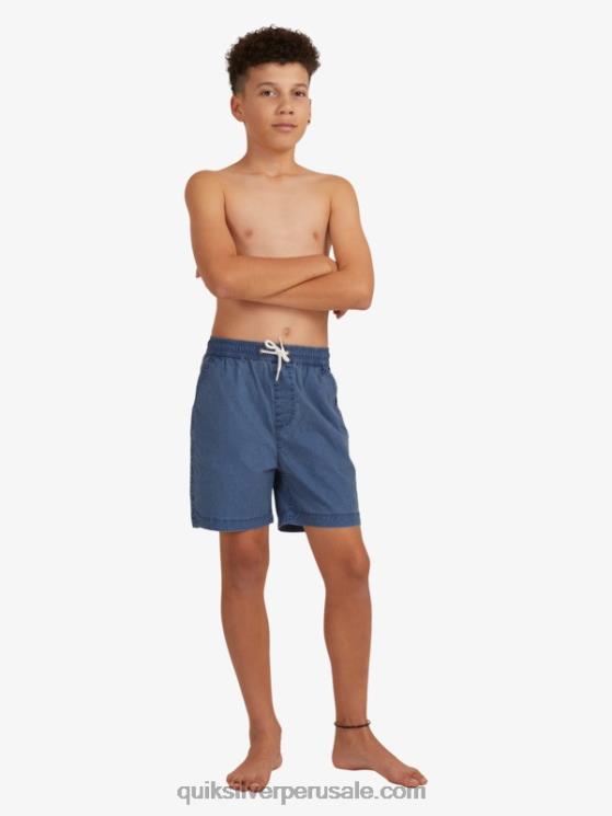 Quiksilver N8LNT2083 Niños insignias azules 8-16 taxer 15 pantalones cortos con cintura elástica