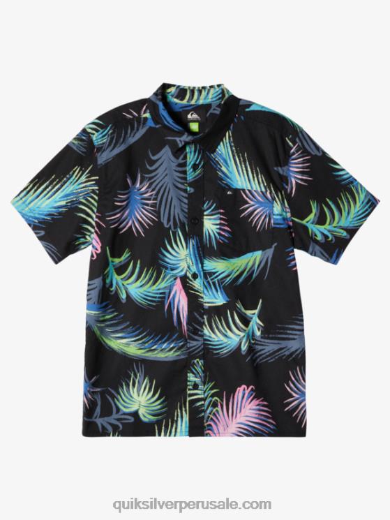 Quiksilver N8LNT1913 Niños falla tropical negra camisa de manga corta con falla tropical