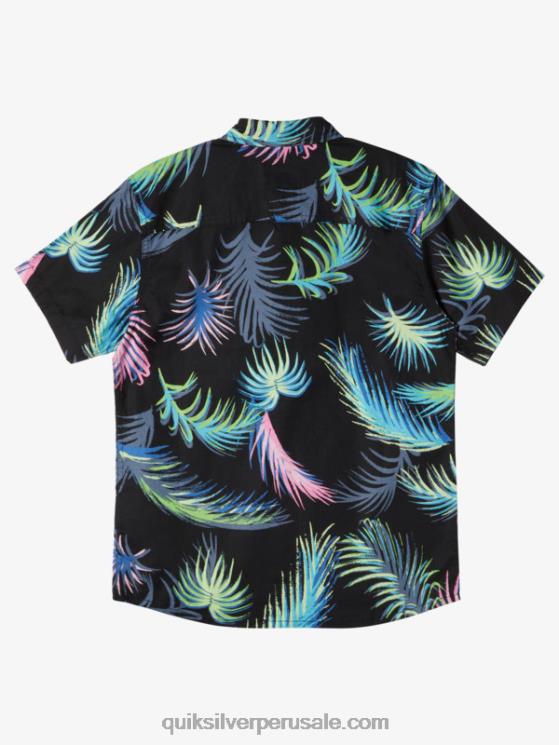 Quiksilver N8LNT1913 Niños falla tropical negra camisa de manga corta con falla tropical