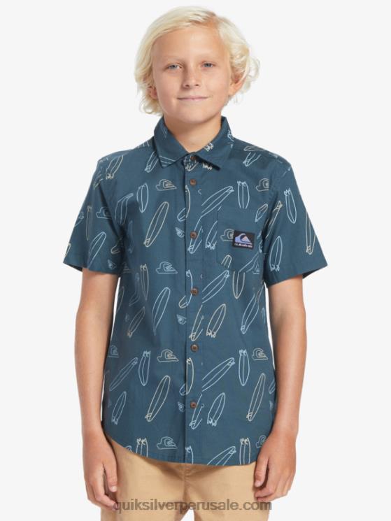 Quiksilver N8LNT2009 Niños azul marino de medianoche ¿dónde está mi tabla ¿dónde está mi camiseta de manga corta