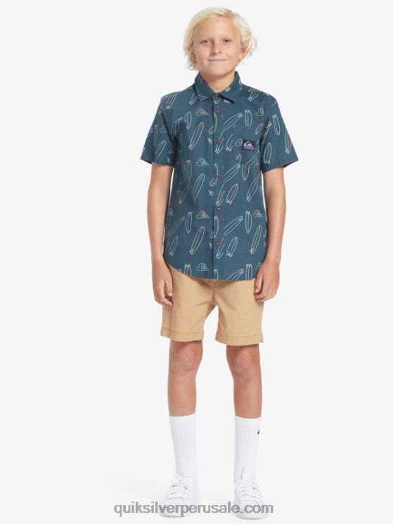 Quiksilver N8LNT2009 Niños azul marino de medianoche ¿dónde está mi tabla ¿dónde está mi camiseta de manga corta