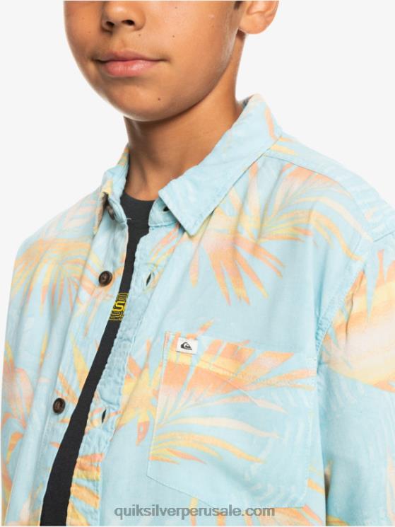 Quiksilver N8LNT2197 Niños azul cielo rasgado 8-16 camisa de manga corta rota