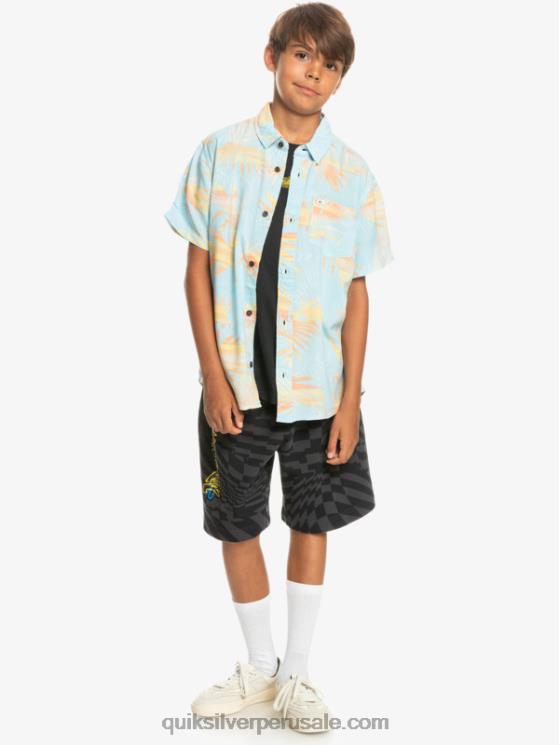 Quiksilver N8LNT2197 Niños azul cielo rasgado 8-16 camisa de manga corta rota