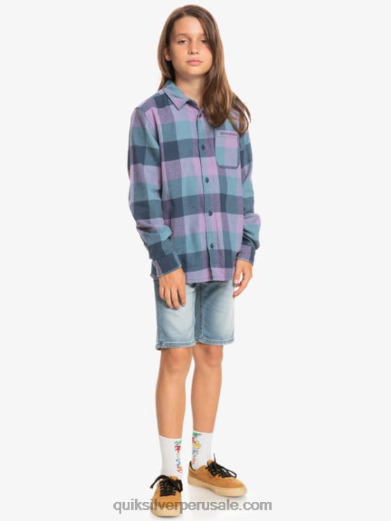 Quiksilver N8LNT2304 Niños insignia azul madre mosca 8-16 motherfly camisa de franela de manga larga