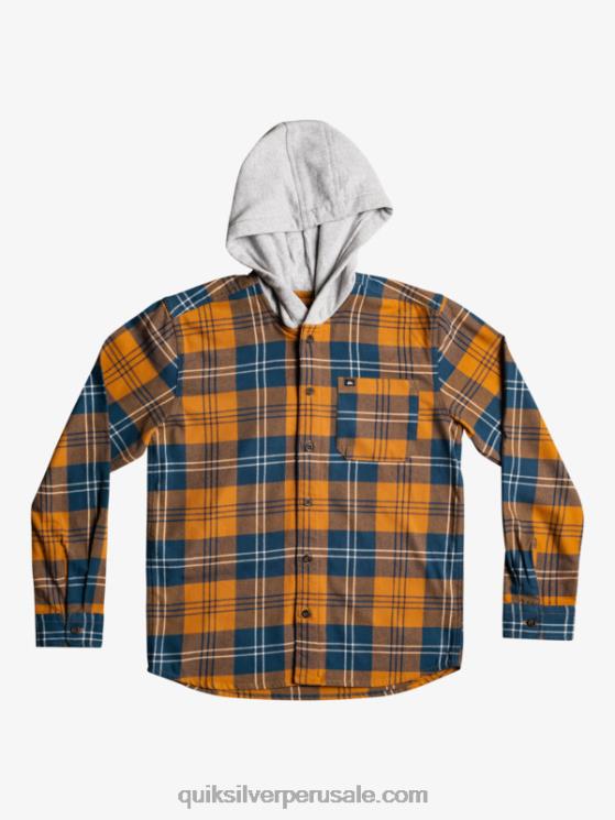 Quiksilver N8LNT2309 Niños liebre de azúcar moreno 8-16 camisa de manga larga con capucha halidon