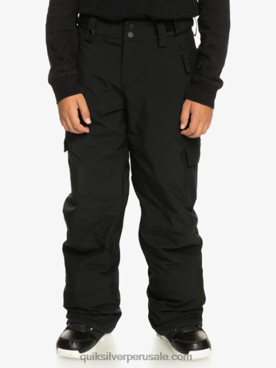 Quiksilver N8LNT2258 Niños verdadero negro 8-16 pantalones de nieve negros con aislamiento Porter