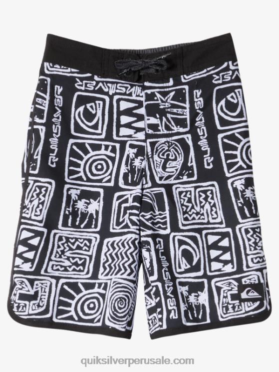 Quiksilver N8LNT1921 Niños negro 2-7 todos los días festoneado 14 bañadores