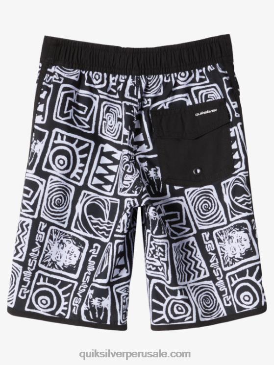 Quiksilver N8LNT1921 Niños negro 2-7 todos los días festoneado 14 bañadores