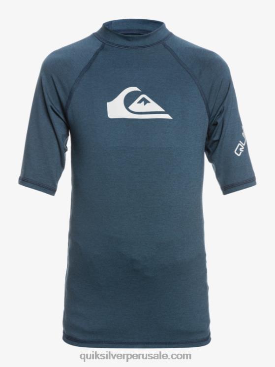Quiksilver N8LNT2061 Niños blazer azul marino jaspeado 8-16 all time ss camiseta de surf para jóvenes s/sl