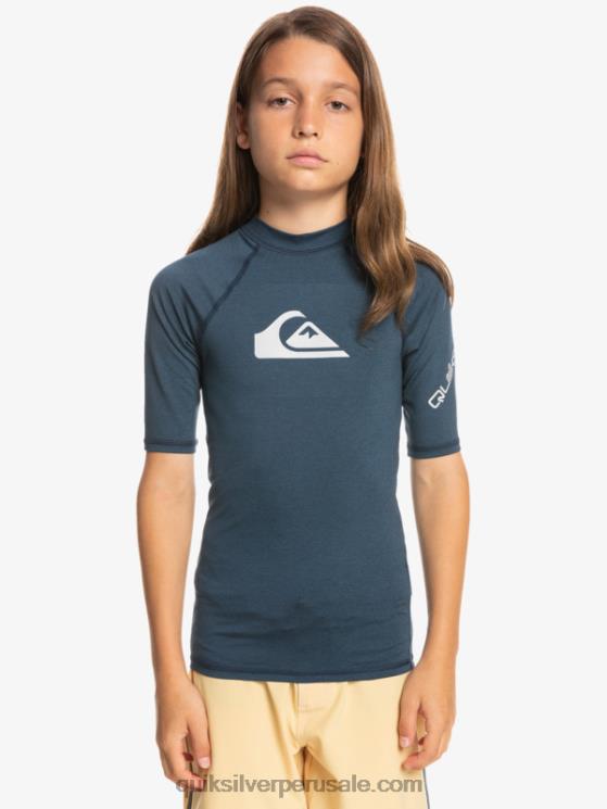 Quiksilver N8LNT2061 Niños blazer azul marino jaspeado 8-16 all time ss camiseta de surf para jóvenes s/sl