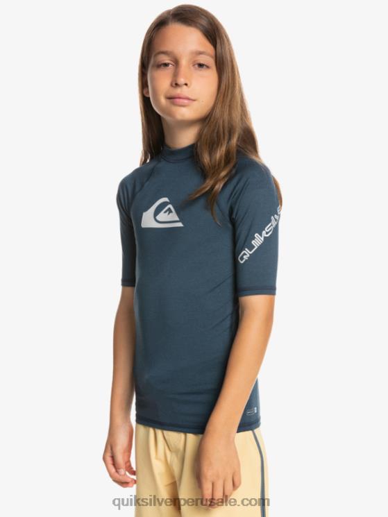 Quiksilver N8LNT2061 Niños blazer azul marino jaspeado 8-16 all time ss camiseta de surf para jóvenes s/sl