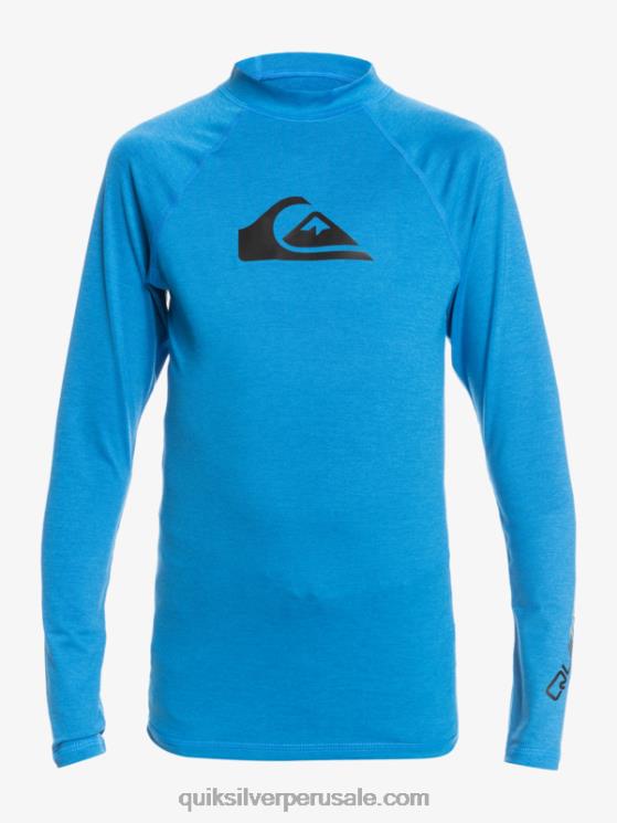 Quiksilver N8LNT2100 Niños snorkel azul brezo 8-16 todos los tiempos ls camiseta de surf de l/sl para jóvenes